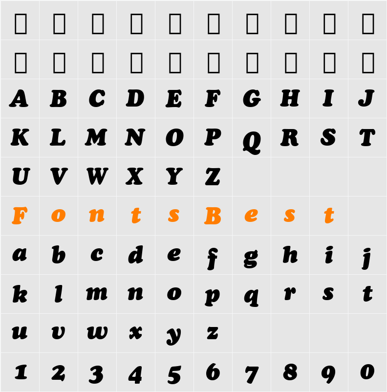 Cooper BlkItHd BT Character Map