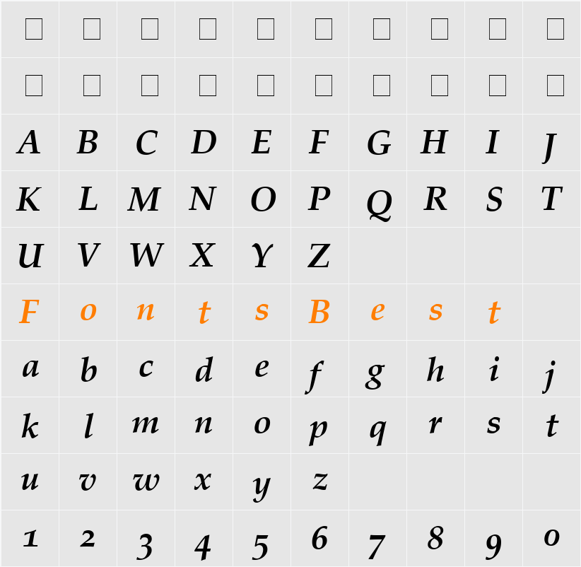 Criteria SSi Character Map