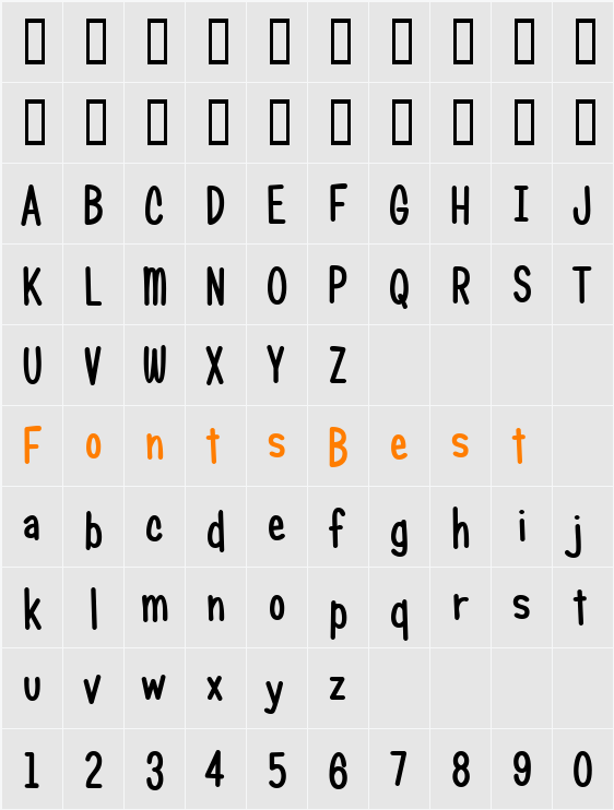 Candy Round BTN Cond Character Map