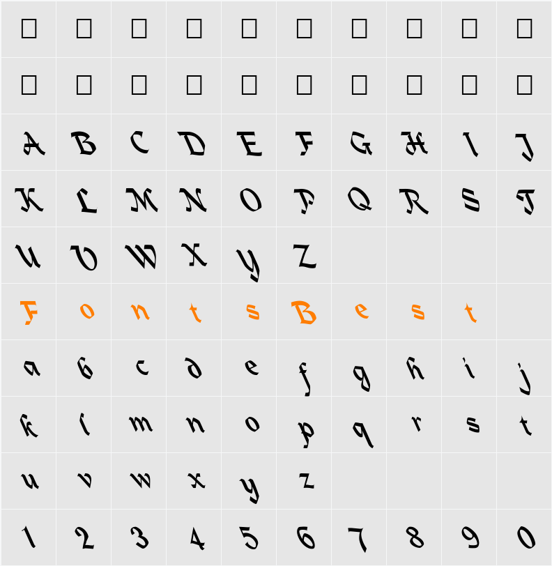 FZ SCRIPT 3 LEFTY Character Map