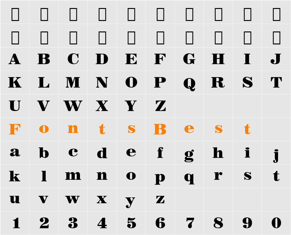 Century725 Blk BT Character Map