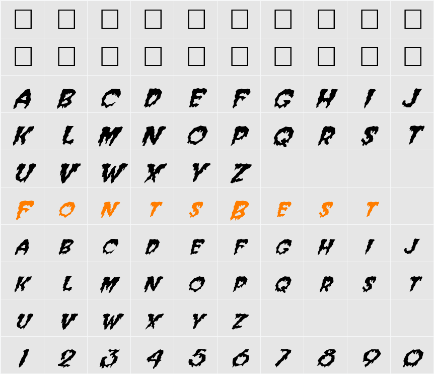 FZ WACKY 39 ITALIC Character Map