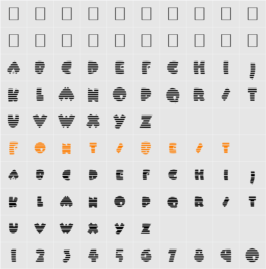 FZ JAZZY 9 STRIPED Character Map