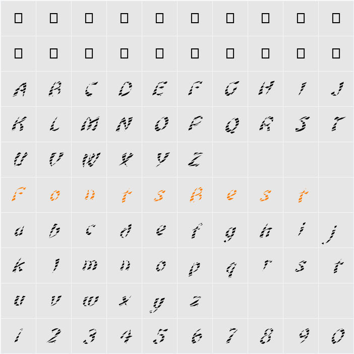 FZ UNIQUE 22 STRIPED ITALIC Character Map