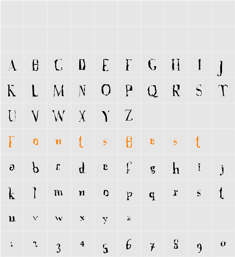 A Font with Serifs. Disordered Character Map