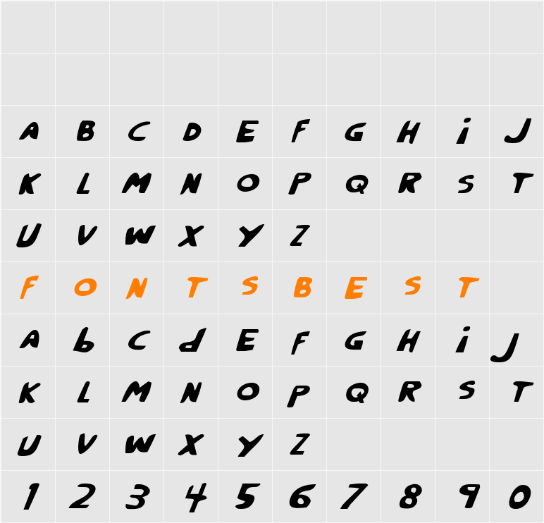 Crappity-Crap-Crap Italic Character Map