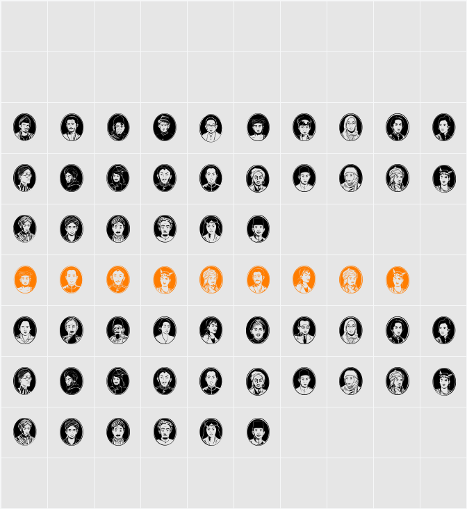 Cermin Pahlawan Character Map