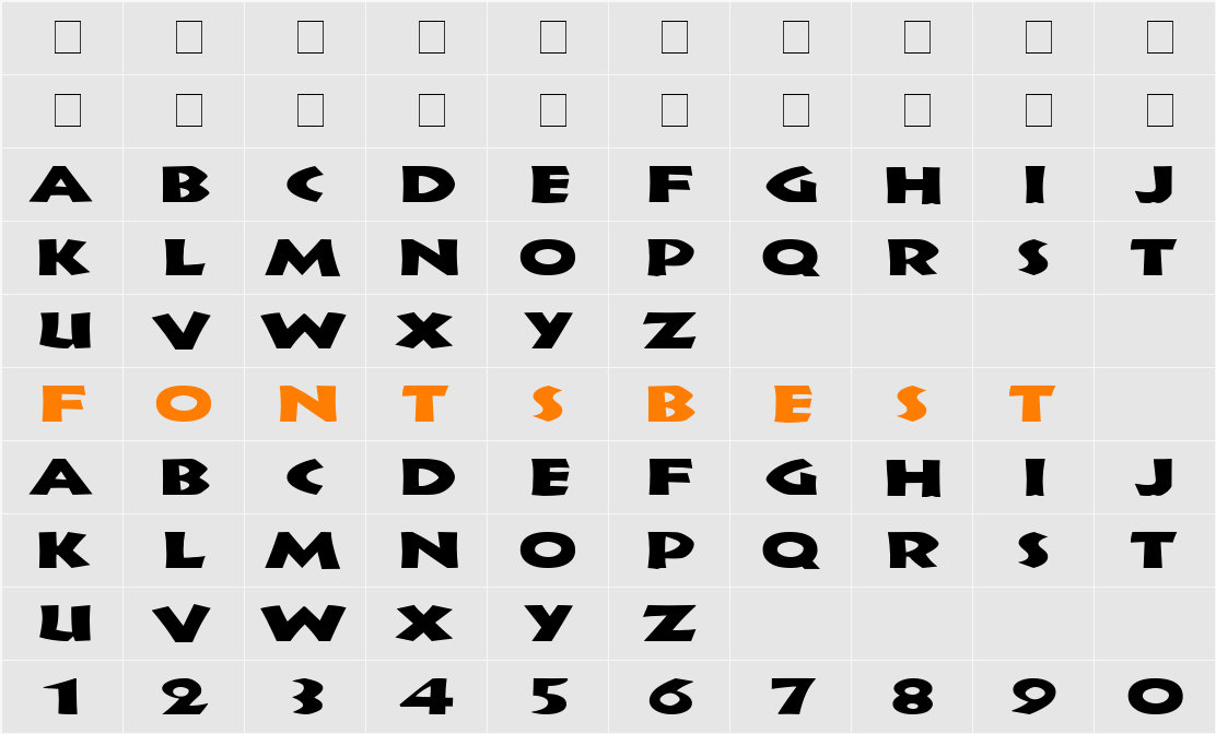 Indy Extended Character Map