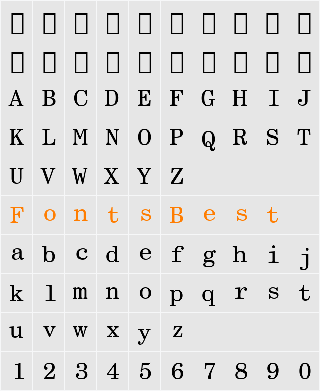 CentSchbook Mono BT Character Map