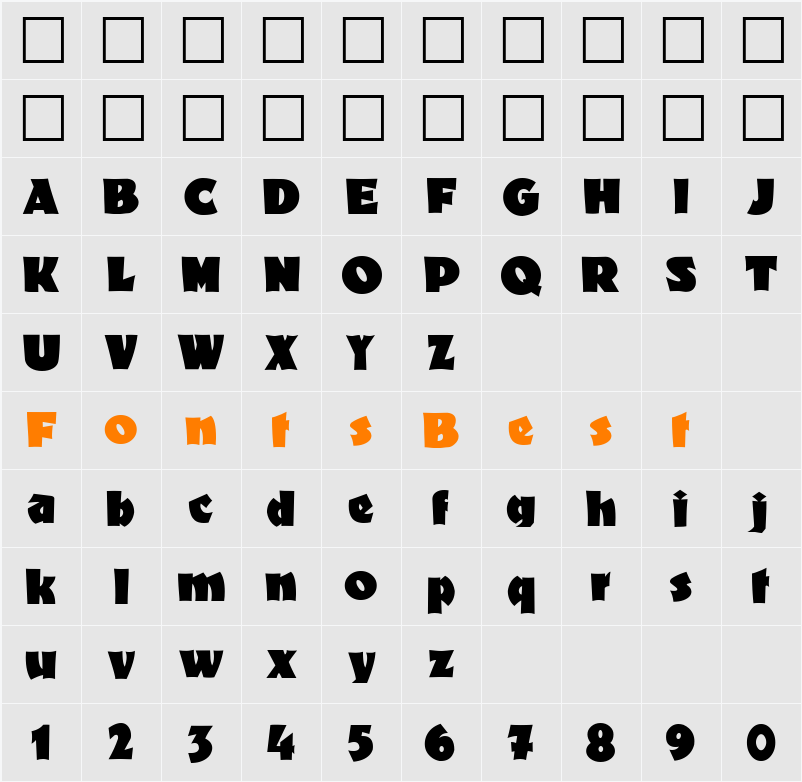 Fanfare Character Map