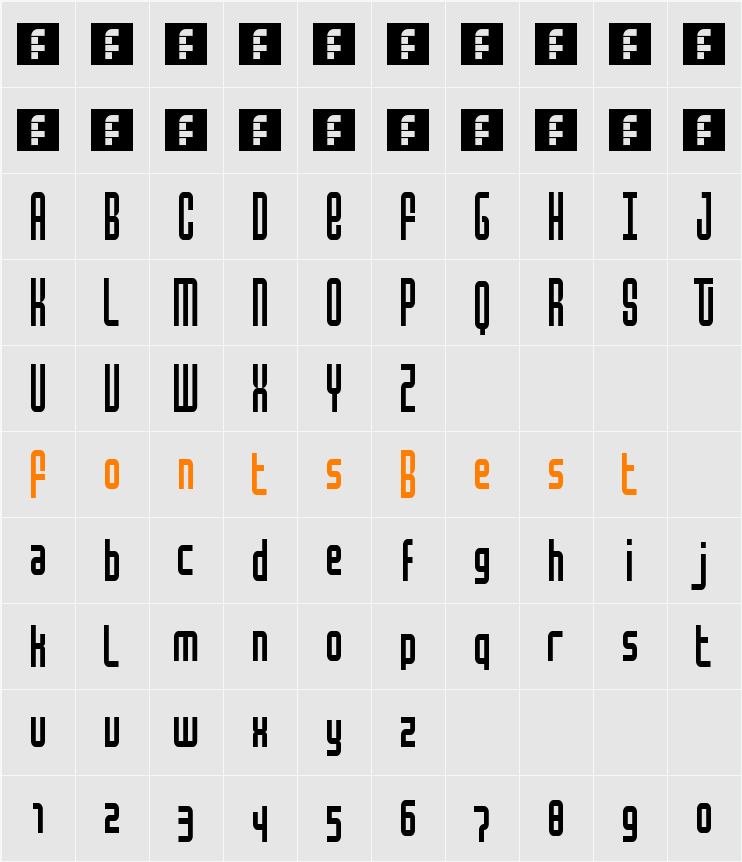 Mocha Condensed Character Map