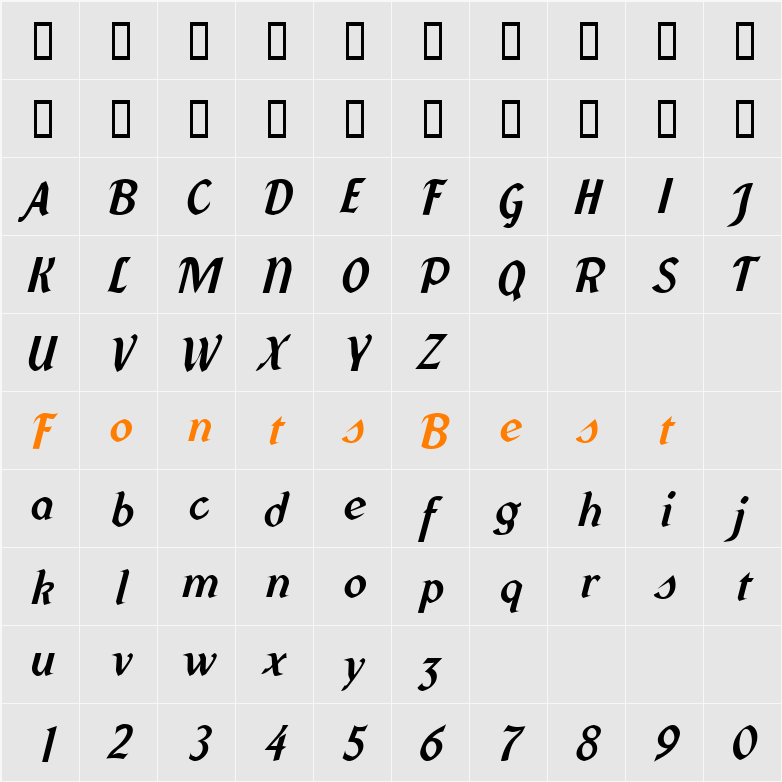 Federhozen Character Map