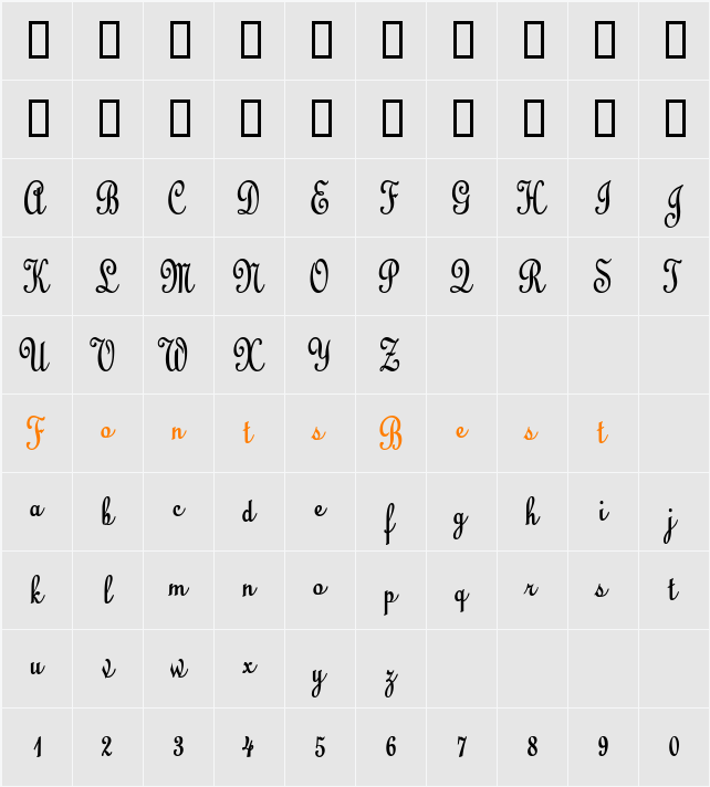 CathedralCondensed Character Map