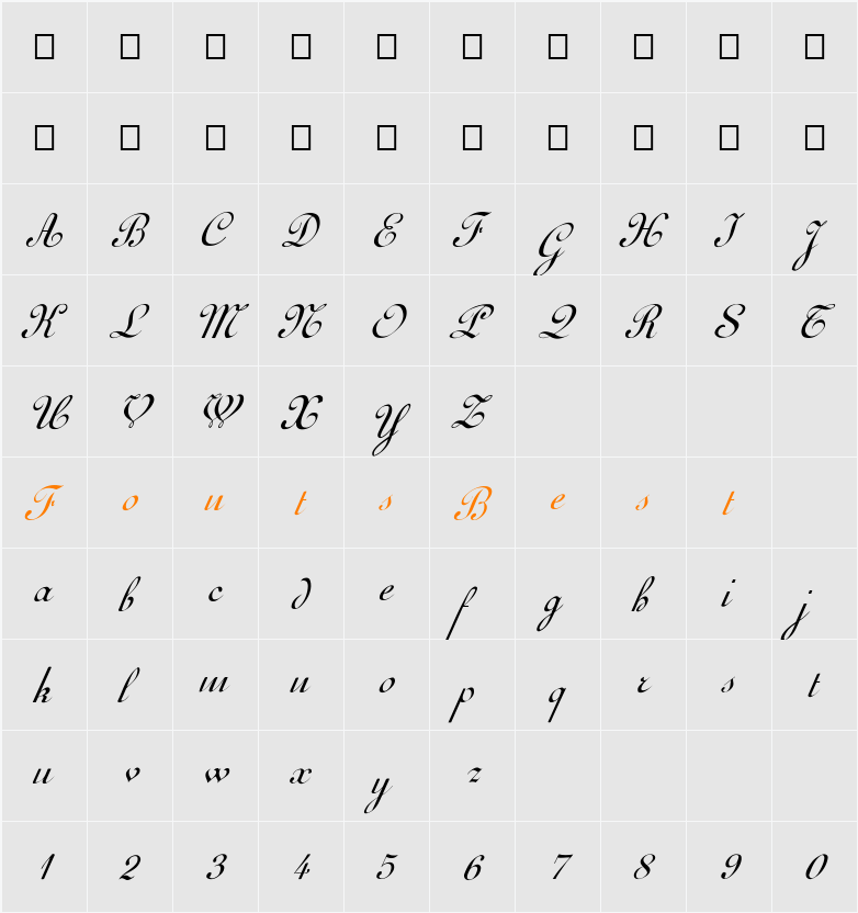 FZ SCRIPT 11 ITALIC Character Map