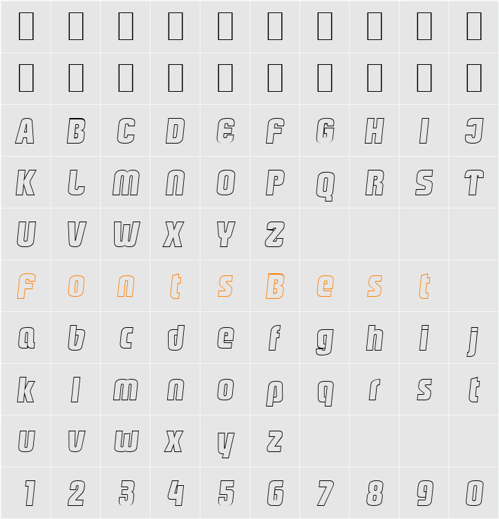 MaxBeckerOutline-ExtraBold Character Map