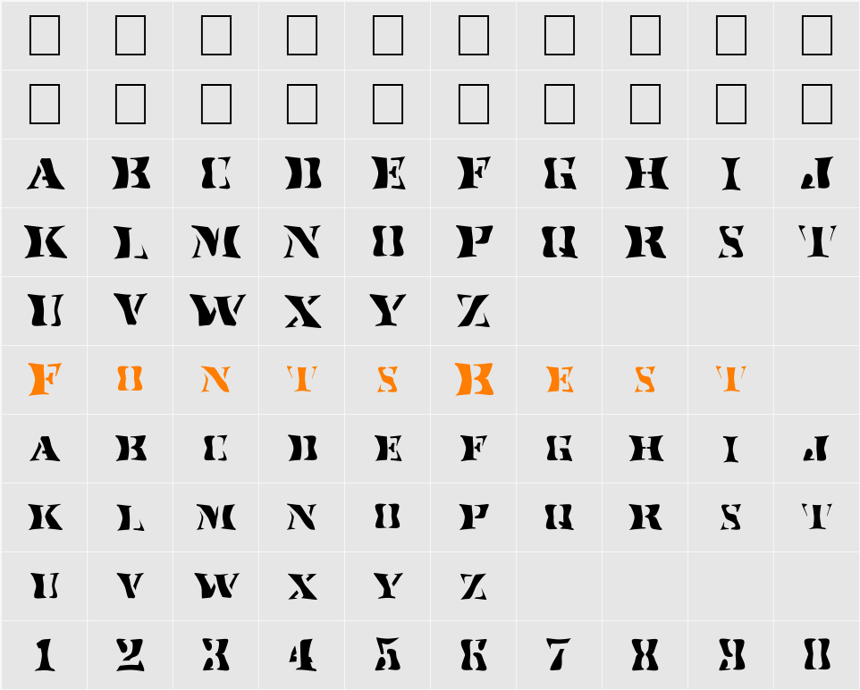 FZ WARPED 17 Character Map