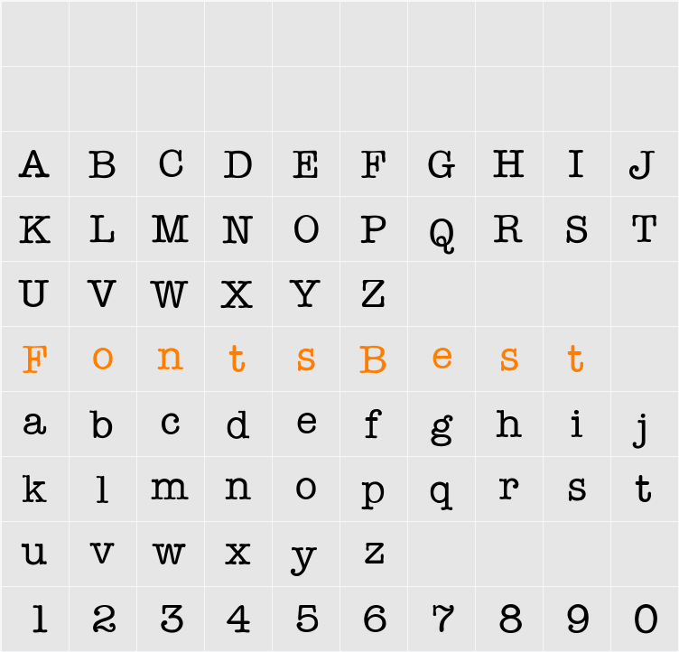 AmericanTypewriter-Light Character Map