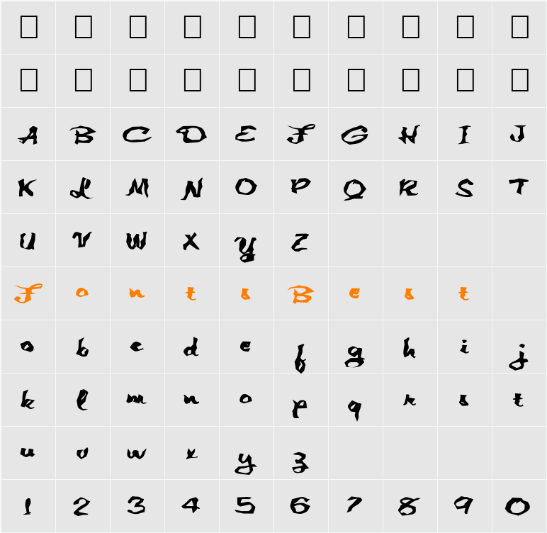 FZ WACKY 1 EX Character Map