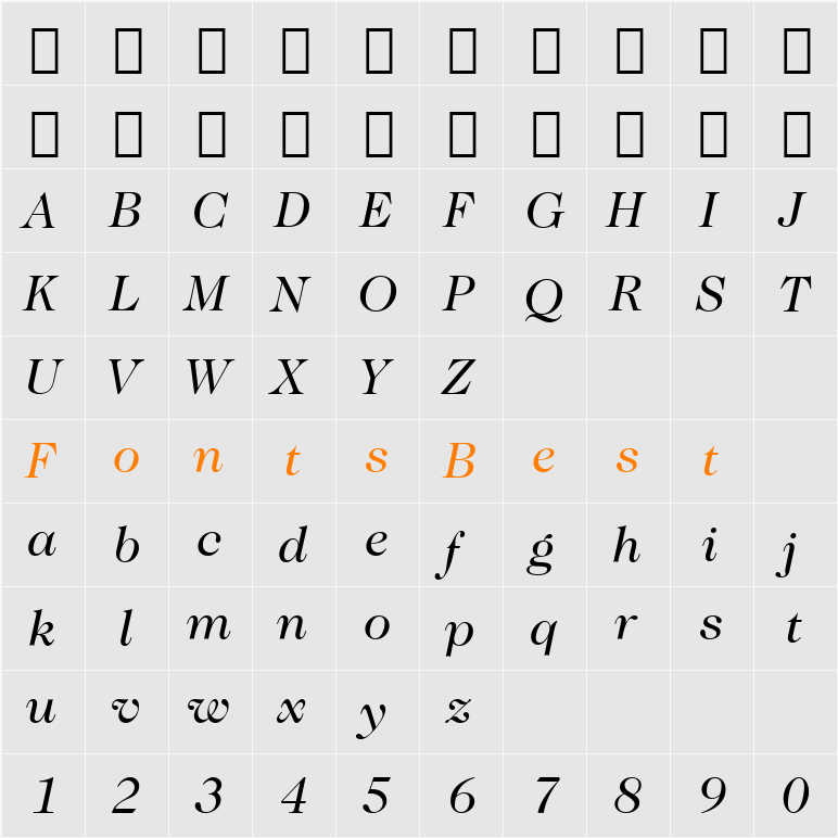 Caslon224 Bk BT Character Map