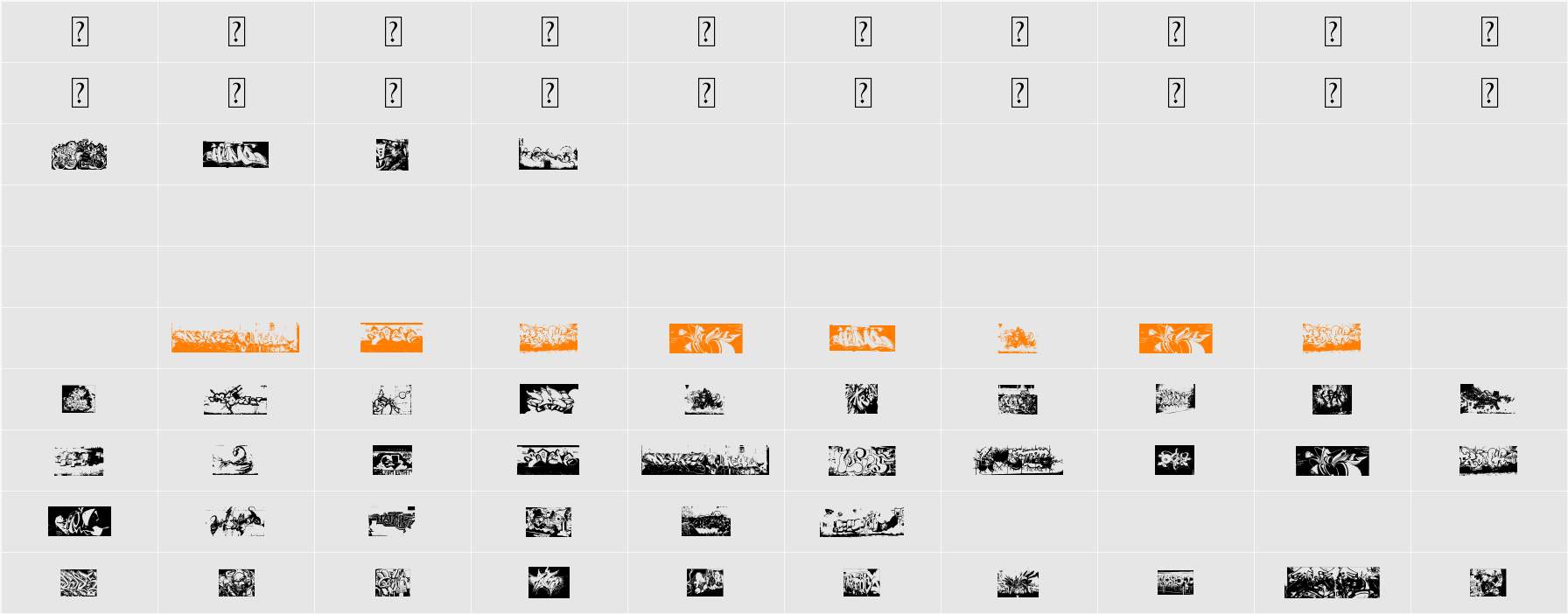 Instant Graffitication Character Map