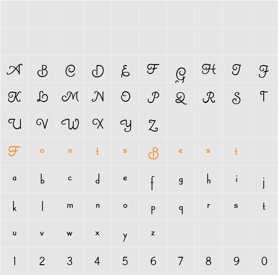 Canterbury Sans Swash RR Character Map