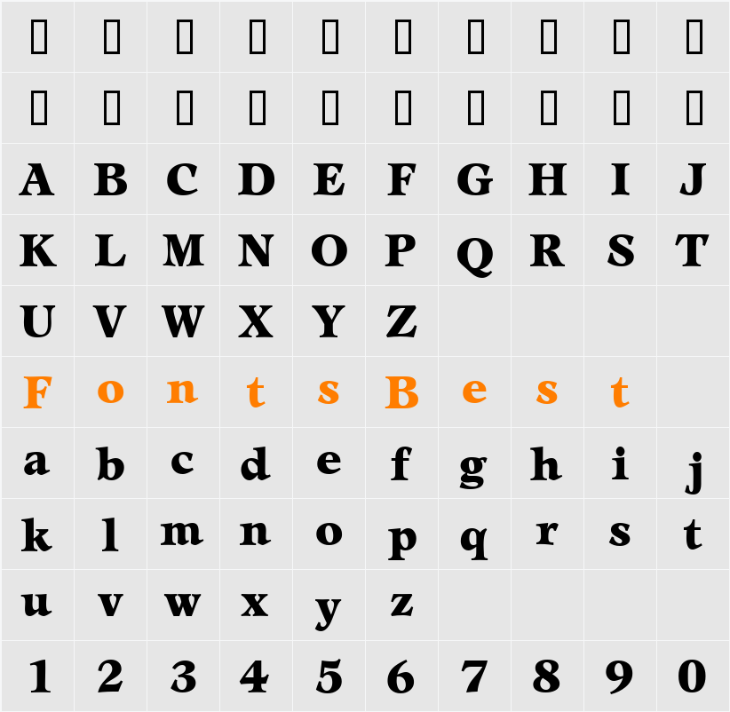 MezzoDisplaySSi Character Map