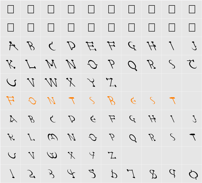 FZ UNIQUE 28 LEFTY Character Map