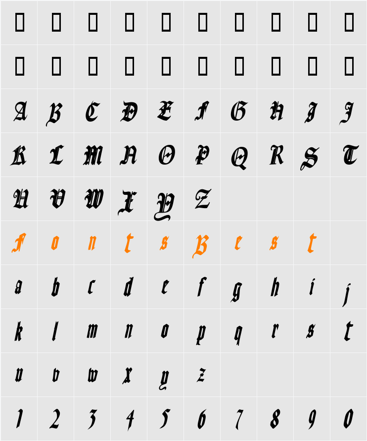 Fains Character Map