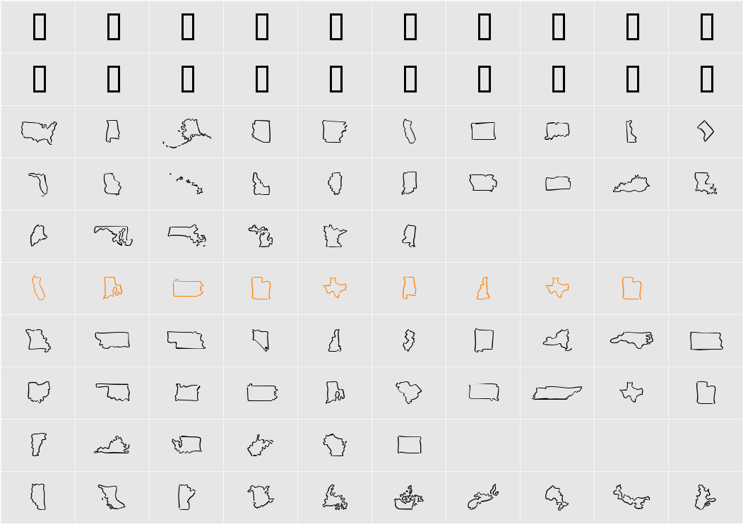 MiniPics Character Map