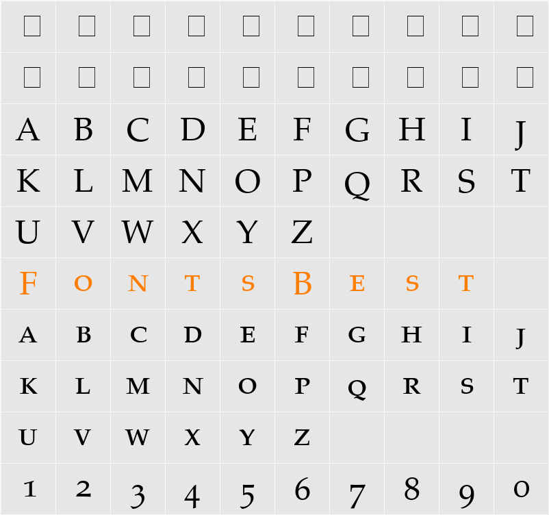 Criteria OldStyle SSi Character Map