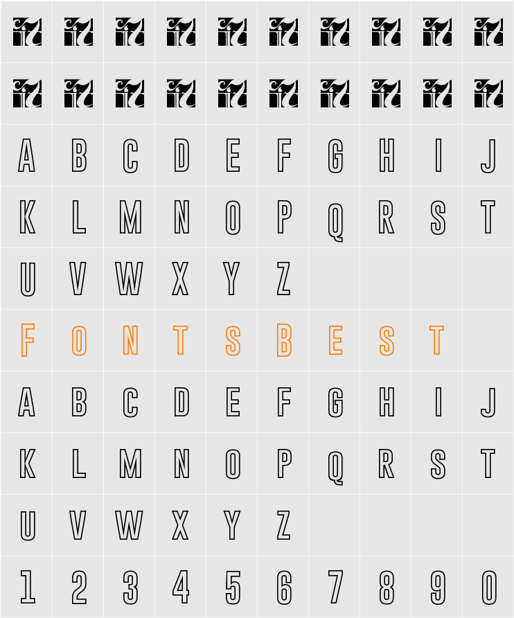 Gobold Hollow Bold Character Map