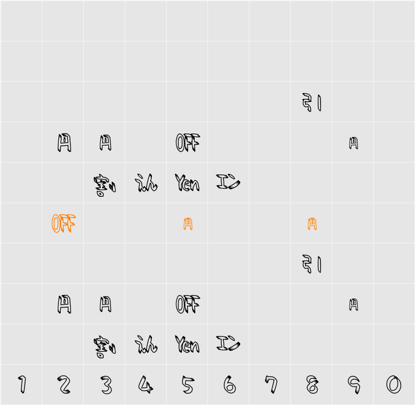 DF-SJEF007-W6 Character Map