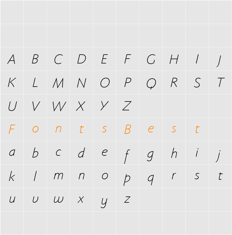 Faber Sans Pro reduced Character Map