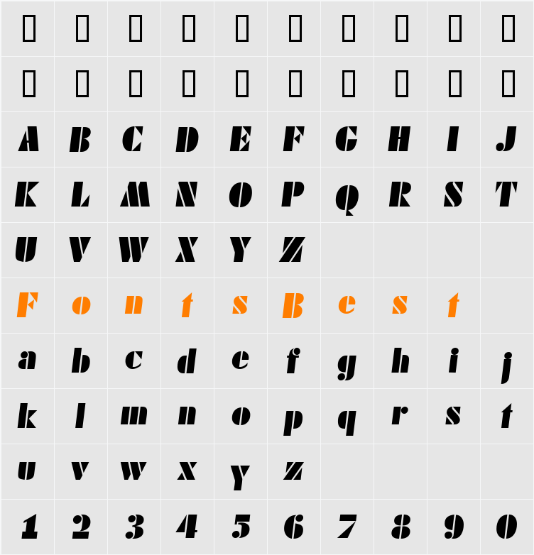 CadoDisplaySSi Character Map