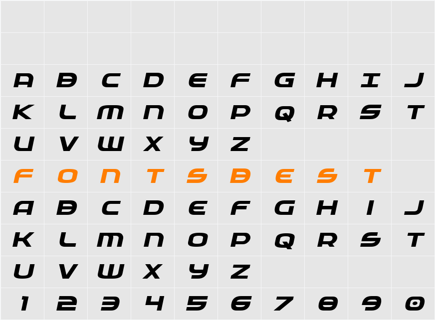 Federal Service Expanded Bold Italic Character Map