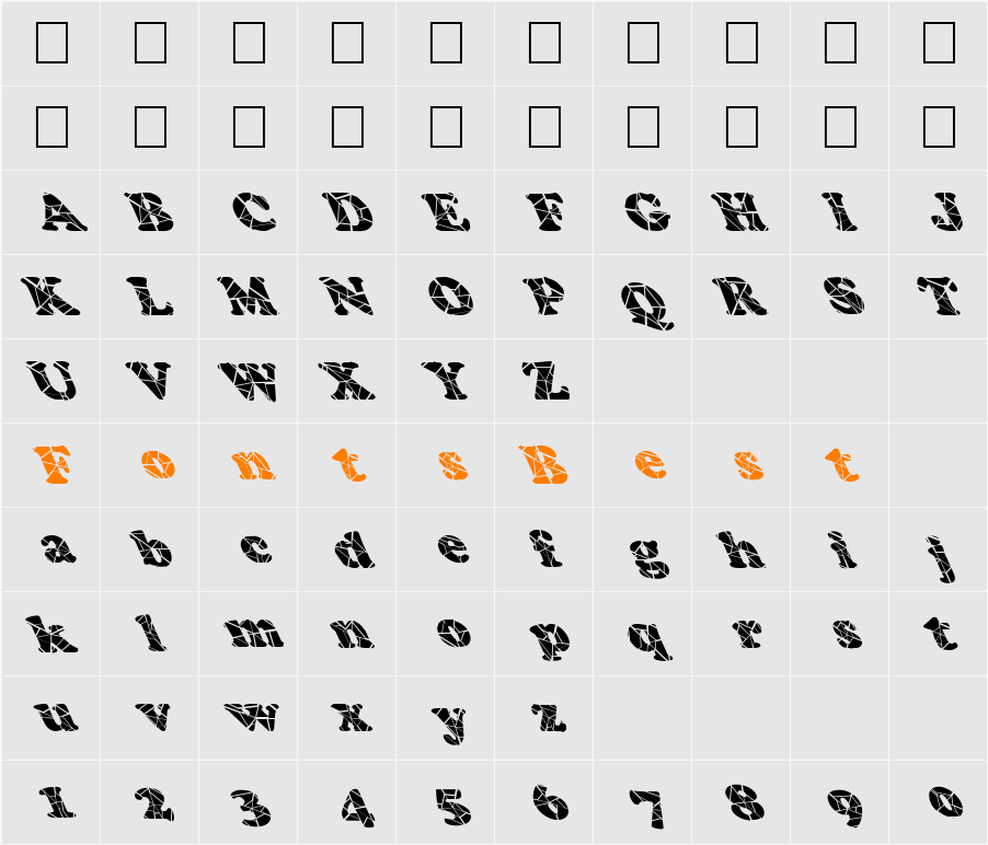 FZ ROMAN 4 CRACKED LEFTY Character Map