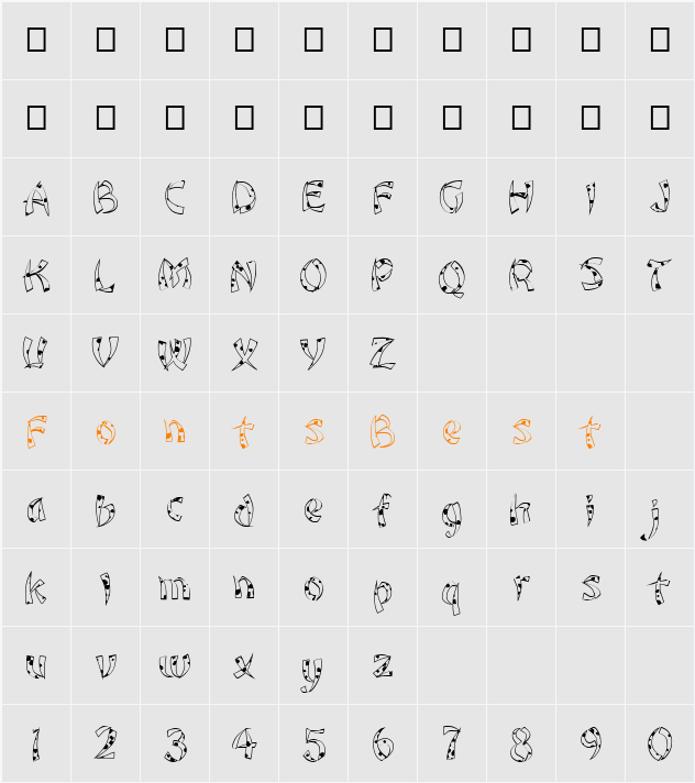 FZ UNIQUE 22 SPOTTED Character Map