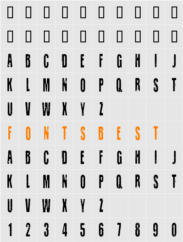 CF Old Lithography Character Map