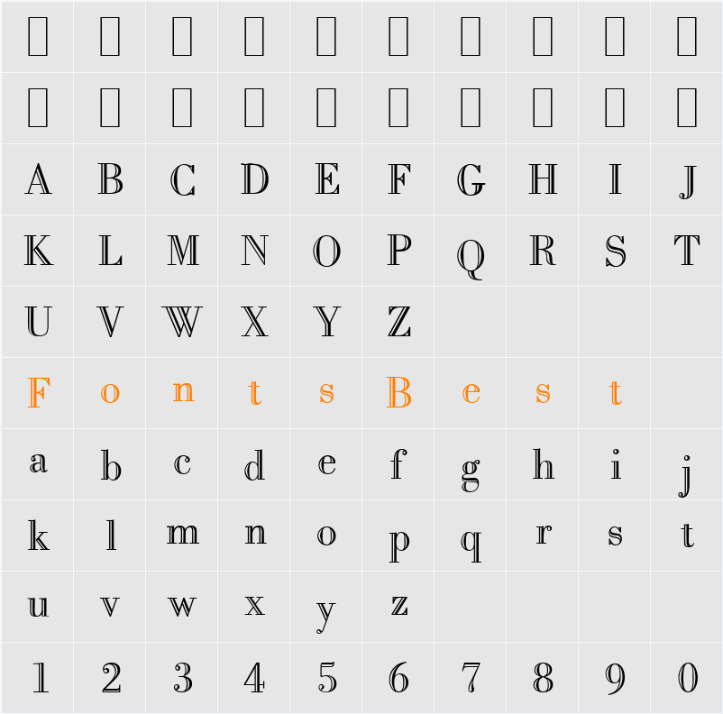 CaslonOpenface Character Map