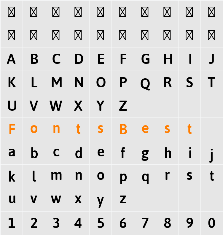 Asap Medium Character Map