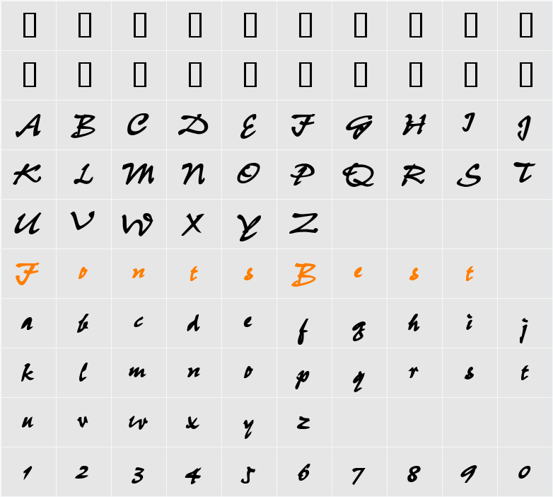 CaimanScriptSSK Character Map