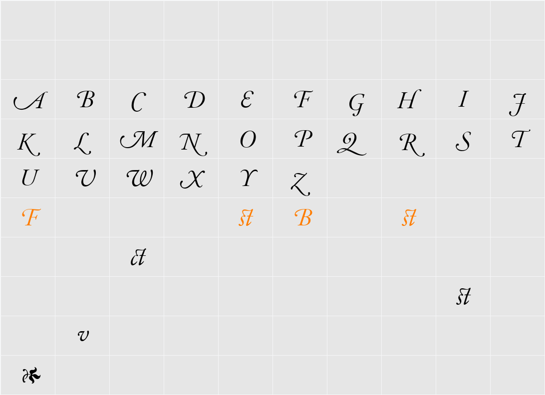 AGaramondAlt Italic Character Map