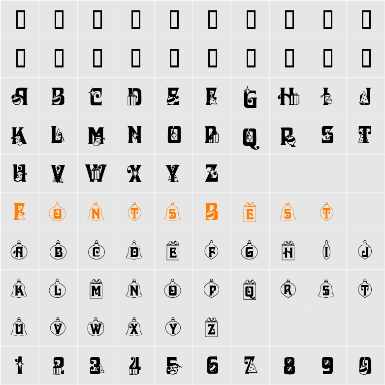CHRISTMAS Character Map