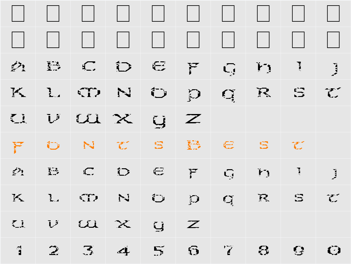 FZ JAZZY 31 HOLEY EX Character Map