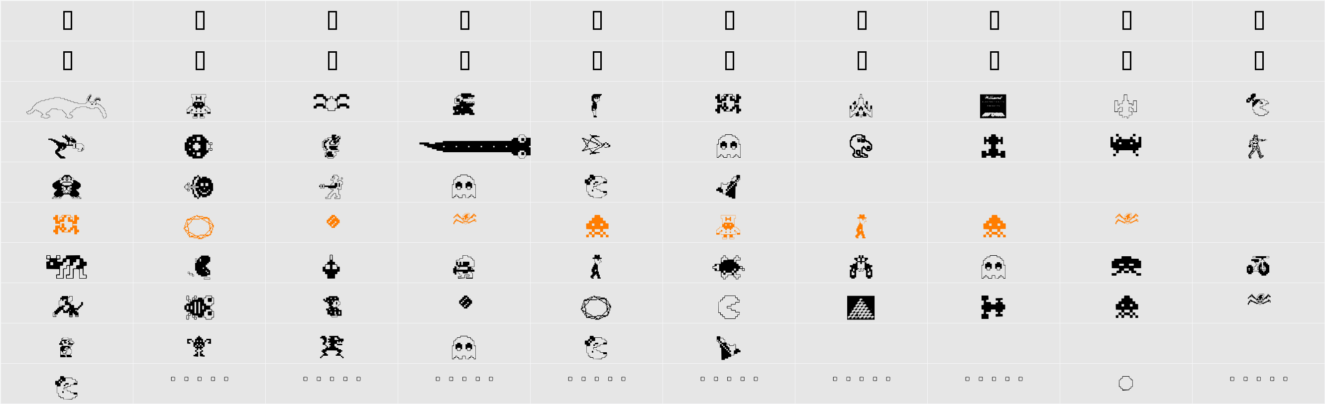 Arcade Character Map