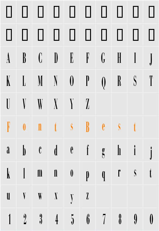 SinemaDisplayExtraCondSSi Character Map