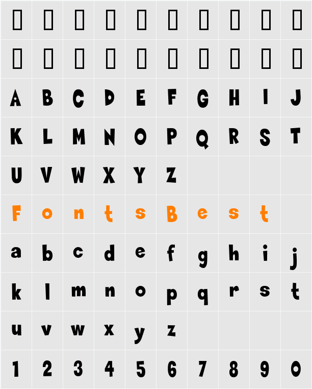 Sneakerhead BTN Condensed Character Map