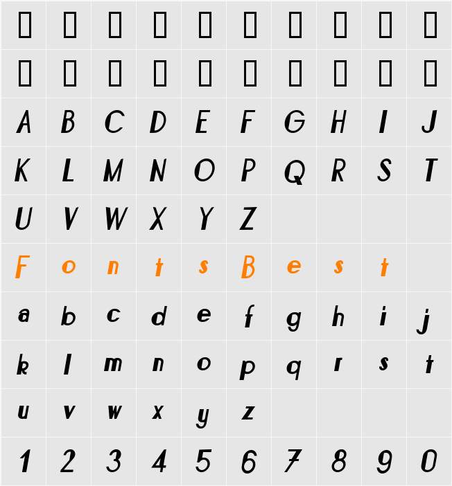 Bonafetti Character Map